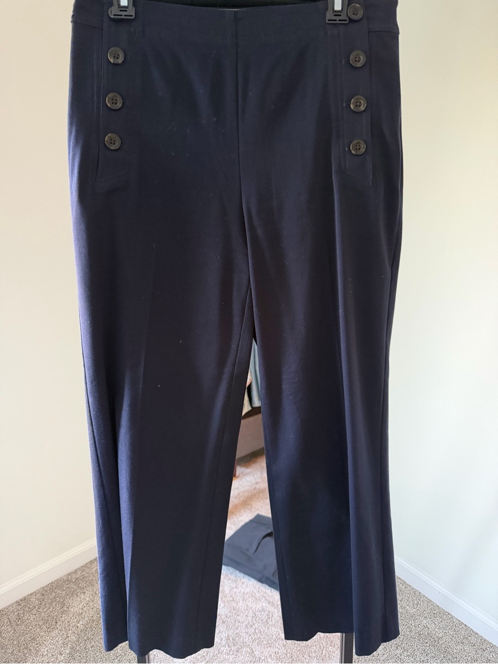 Ann Taylor Navy Cropped Sailor-Button Pants
